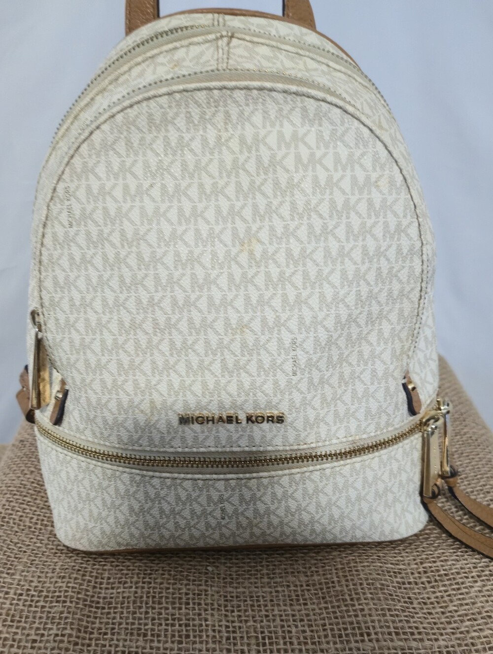 Michael Kors Cream/Beige Logo Mini Backpack - Picture 2 of 14